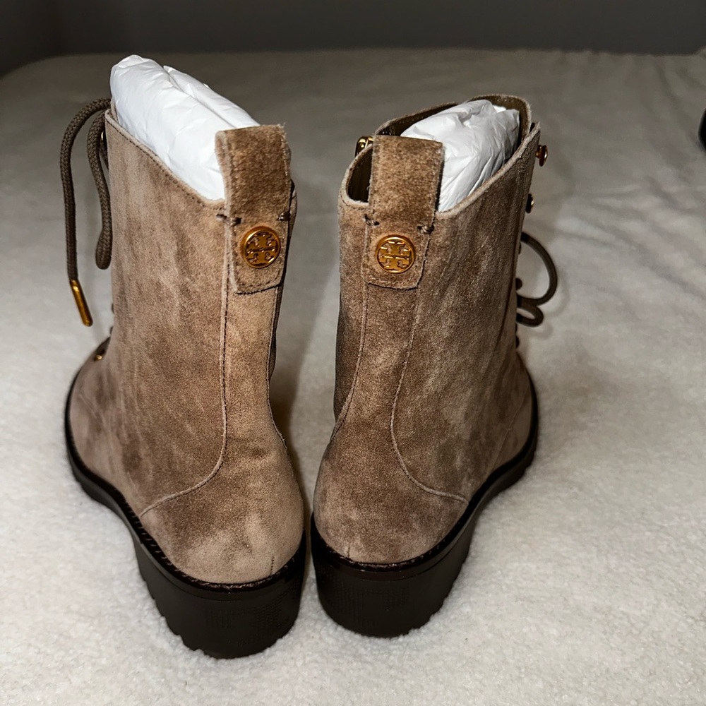 Tory Burch Suede Lug Sole Combat Boots - Picture 5 of 8